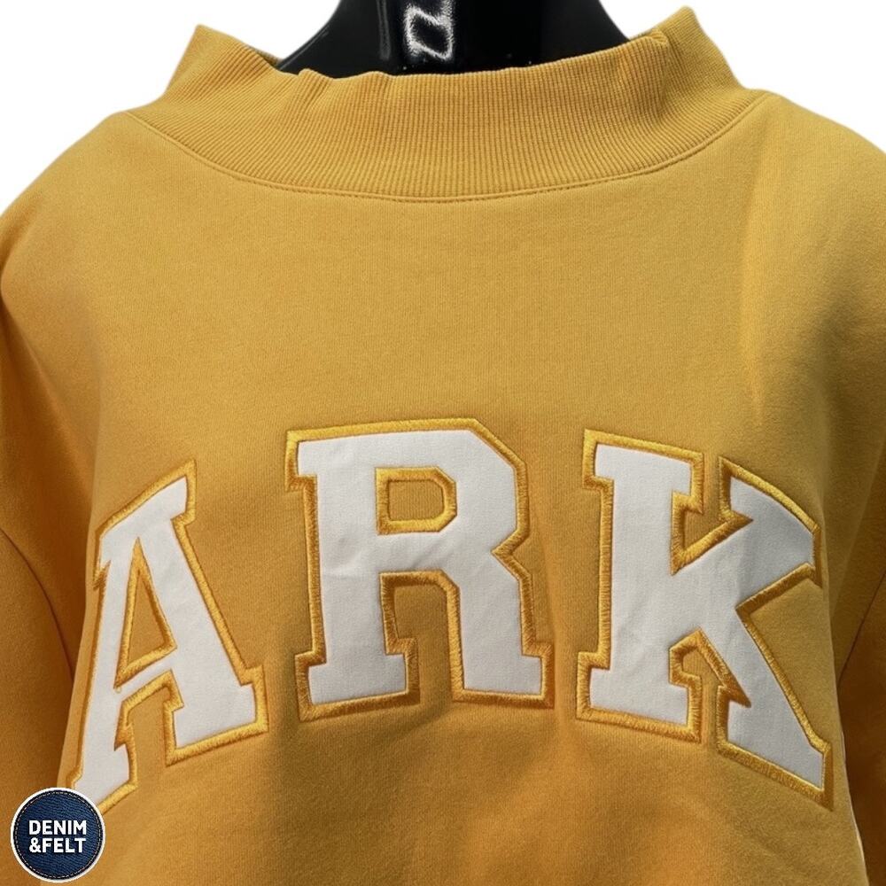 NEW PARKE Hometown Varsity Mockneck Sweatshirt Apricot White Oversized Cozy - Picture 5 of 11